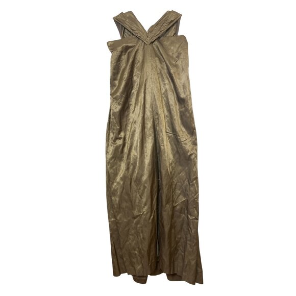Vince. NWT Metallic Twist Front Midi Dress Gold Size 10, Wedding, Cocktail, NEW - Picture 10 of 10